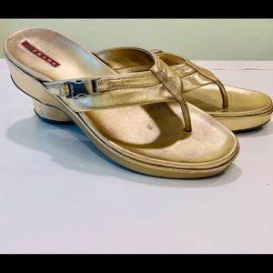 Used Vintage Gold Prada Sandals